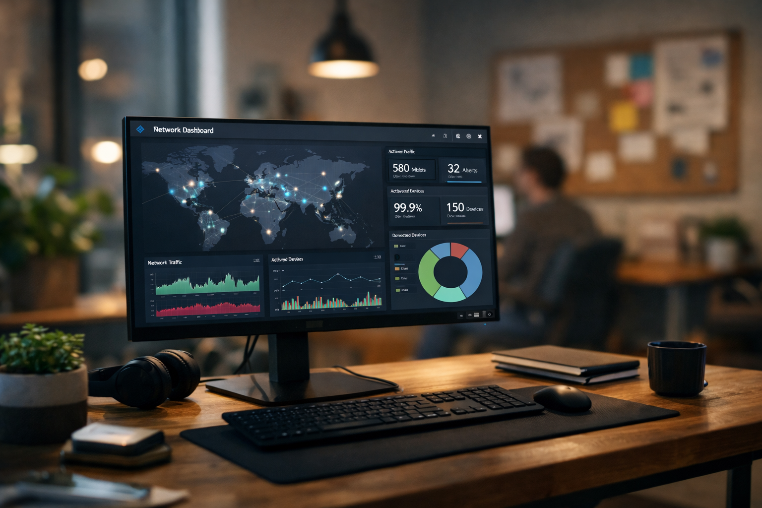 dashbord rseaux trs raliste sur un cran moins focus sur lcran la on vois que a je le voir dans la pice mais voir aussi au alentour-1